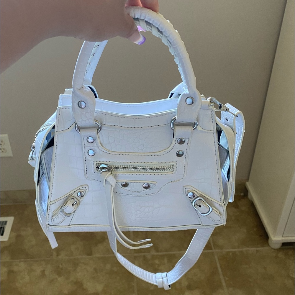 MINI TOTE BAG CROC PRINT FAUX LEAther